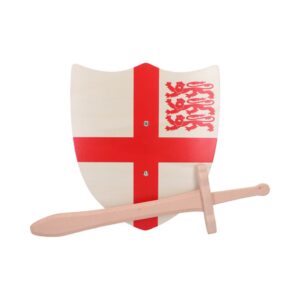 Coven-ready St. George Shield 35cm & Wooden Sword 34cm | Decor | Niffty Witchy Supplies UK in Decor style, zodiac craft smoky night with moon magic and wit