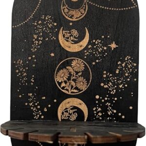 Phase Pendulum Display Stand Wood Crystal Stone Holder for Divination Dowsing Pendulums Necklace Stone Rack Pendulum Display for Wall Pendulum Display Stand with Tray Pendulum Display Holder