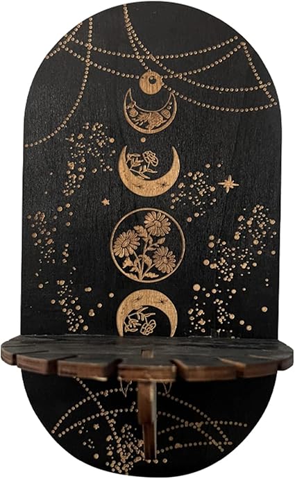 Phase Pendulum Display Stand Wood Crystal Stone Holder for Divination Dowsing Pendulums Necklace Stone Rack Pendulum Display for Wall Pendulum Display Stand with Tray Pendulum Display Holder