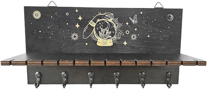 Dianzan Crystal Shelf Wooden Crystal Pendulum Wall Shelf Household Entryway Key Holder Wall Pendulum Stand for Stone Divination ball