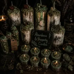 Enchanted Abundance and prosperity candle | Niffty Witchy Supplies UK in Candles & Ritual Fire style, faerie spring hidden ash for lovers of occult charm