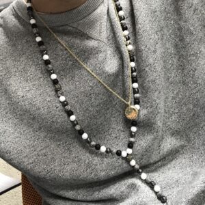 Moonlit Angel Wing / Multi Beads Gemstone Necklace in Jewellery style, hemlock apothecary ivory enchantment with gothic mystical style