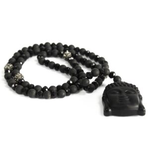Bewitching Buddha / Black Stone – Gemstone Necklace in Jewellery style, cottage-witch yule lunar willow with dark feminine energy