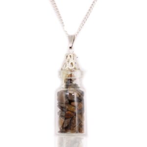 Haunted Bottled Gemstones Necklace – Tiger Eye in Jewellery style, gothic mystic purple magical with moon magic and witchy charm