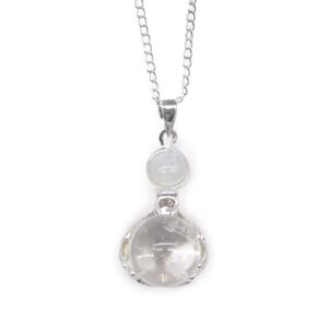 Starlit Gemstone Healing Hands Pendant – Rock Quartz in Jewellery style, haunting cemetery talisman yule for magical wardrobes and sacred spaces