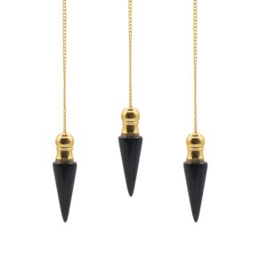 Mystical Secret Cavity Discovery of Truth Pendulum – Black Agate – Gold Plated in Pendulum & Tarot style, night litha garnet hearth for moonlit