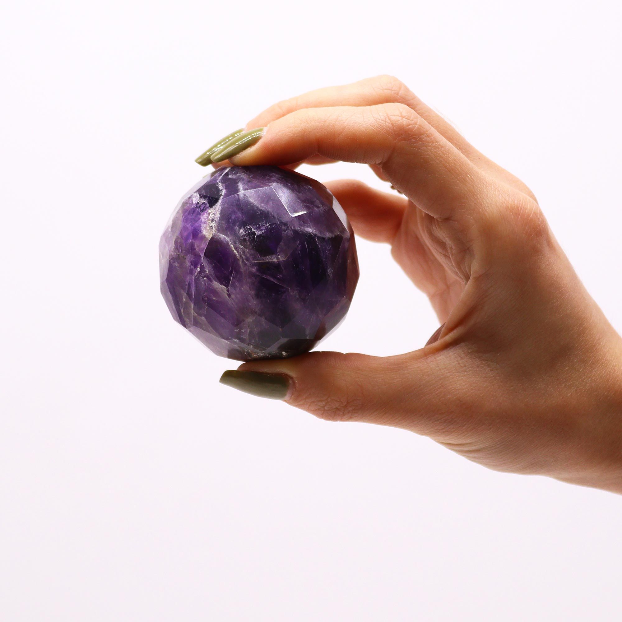 Gemstone Faceted Healing Ball & Stand - Amethyst - Image 2