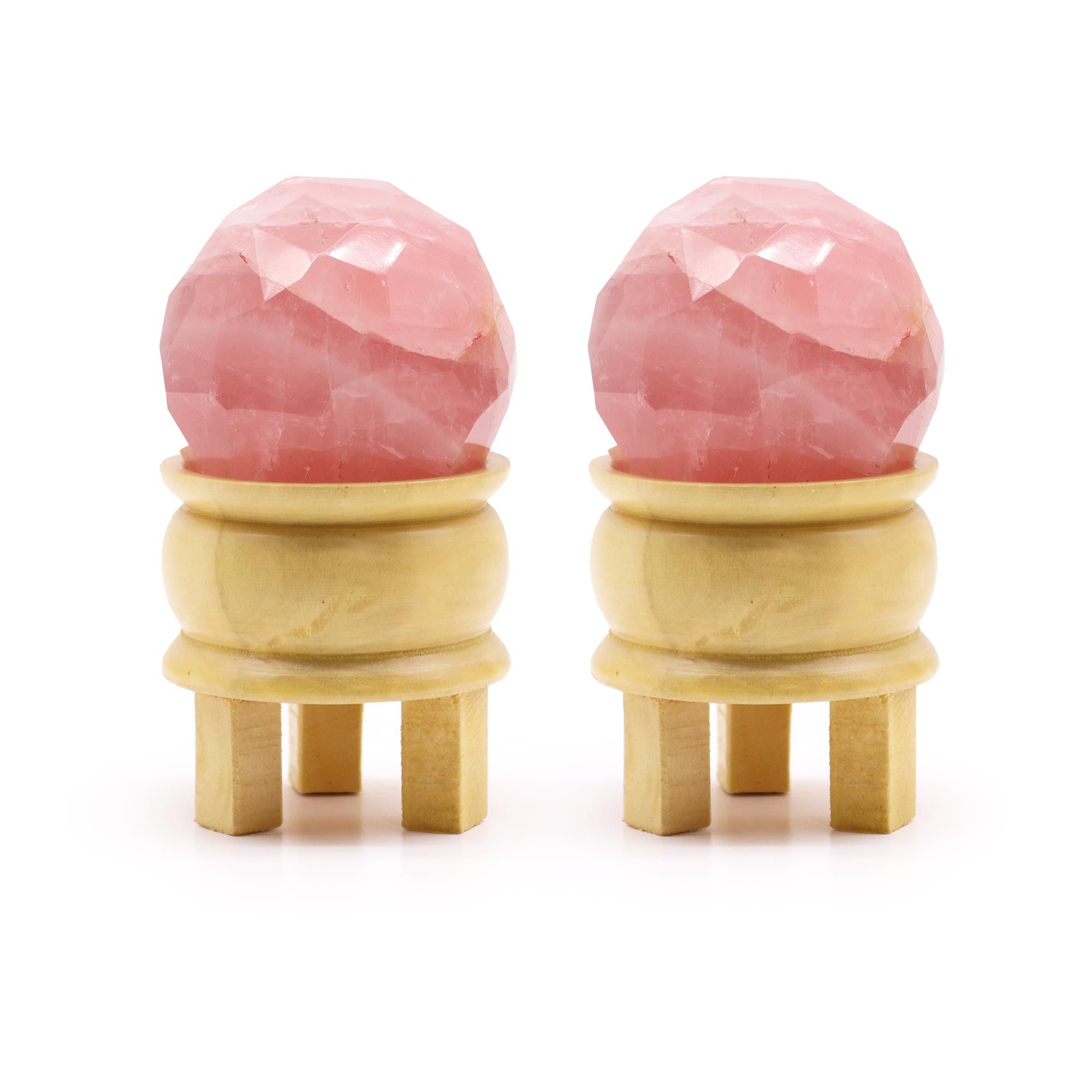 Gemstone Faceted Healing Ball & Stand - Rose Quartz - Image 4
