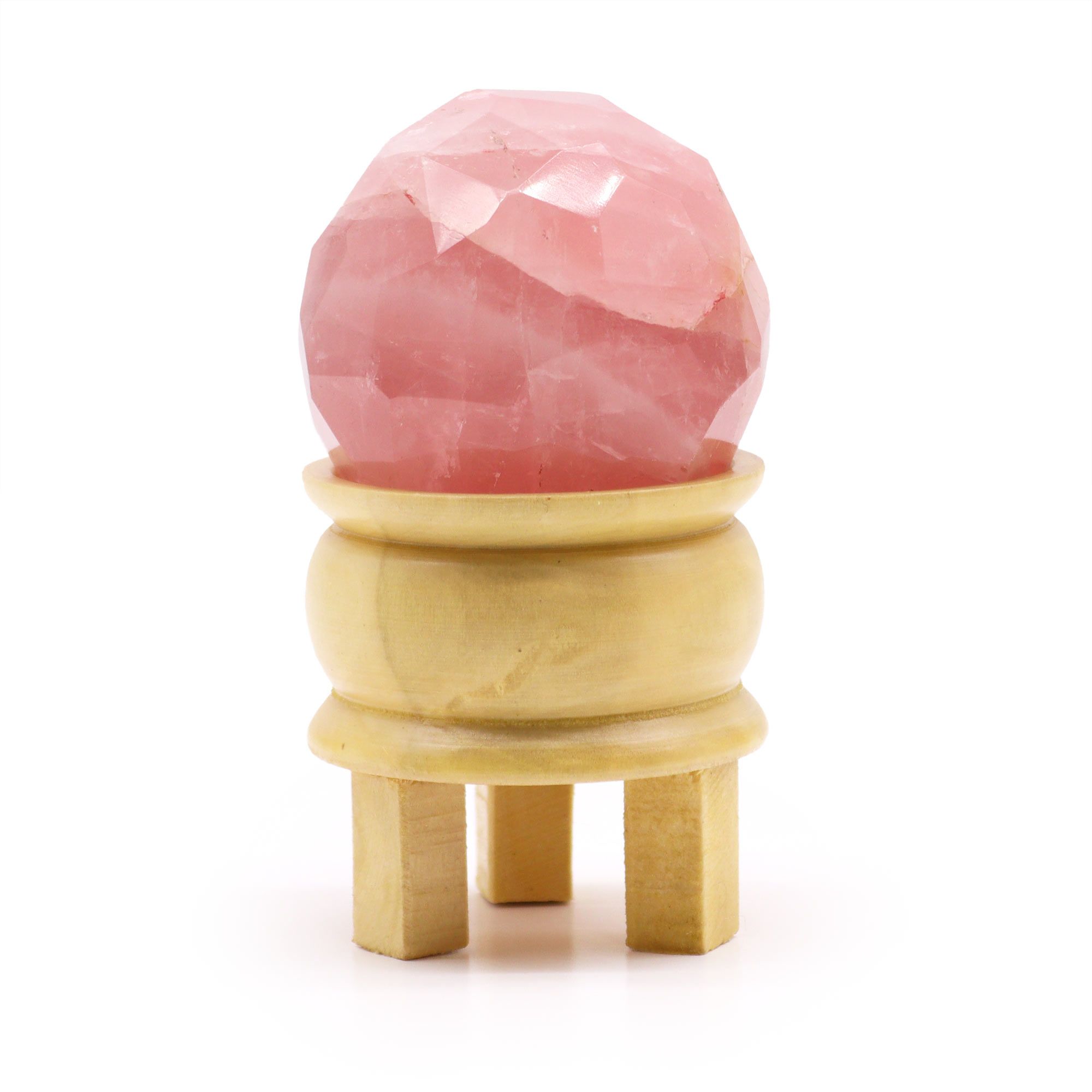 Gemstone Faceted Healing Ball & Stand - Rose Quartz - Image 2