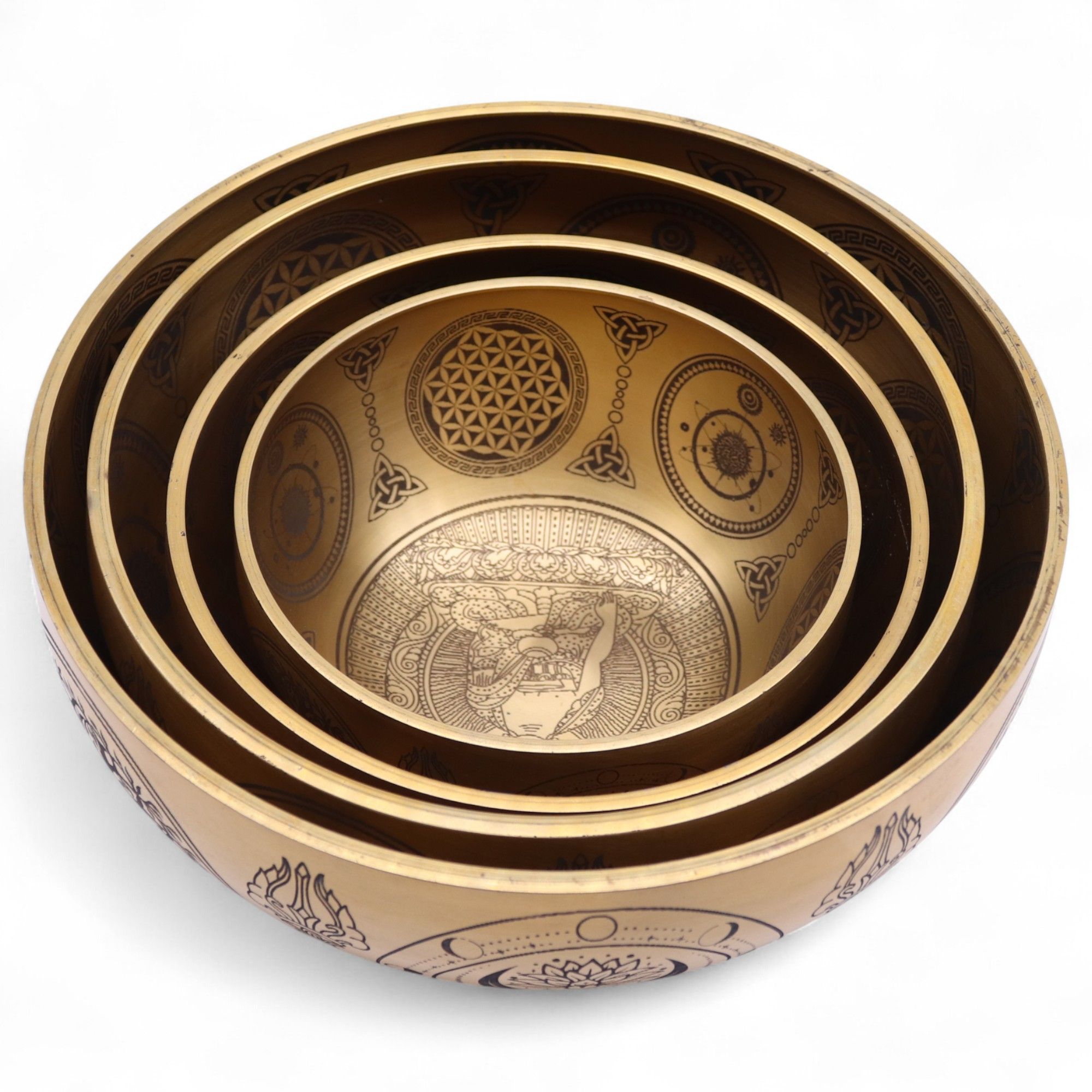Pure Brass Etched Buddha - Set of 4 - Approx 3.85kg - Image 11