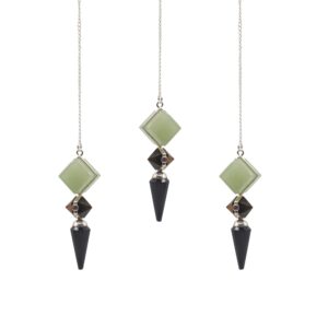 Starlit Builder of Realms – Three Piece Pendulum – Black Agate – Green Aventurine – Tiger Eye in Pendulum & Tarot style, blessed ecl