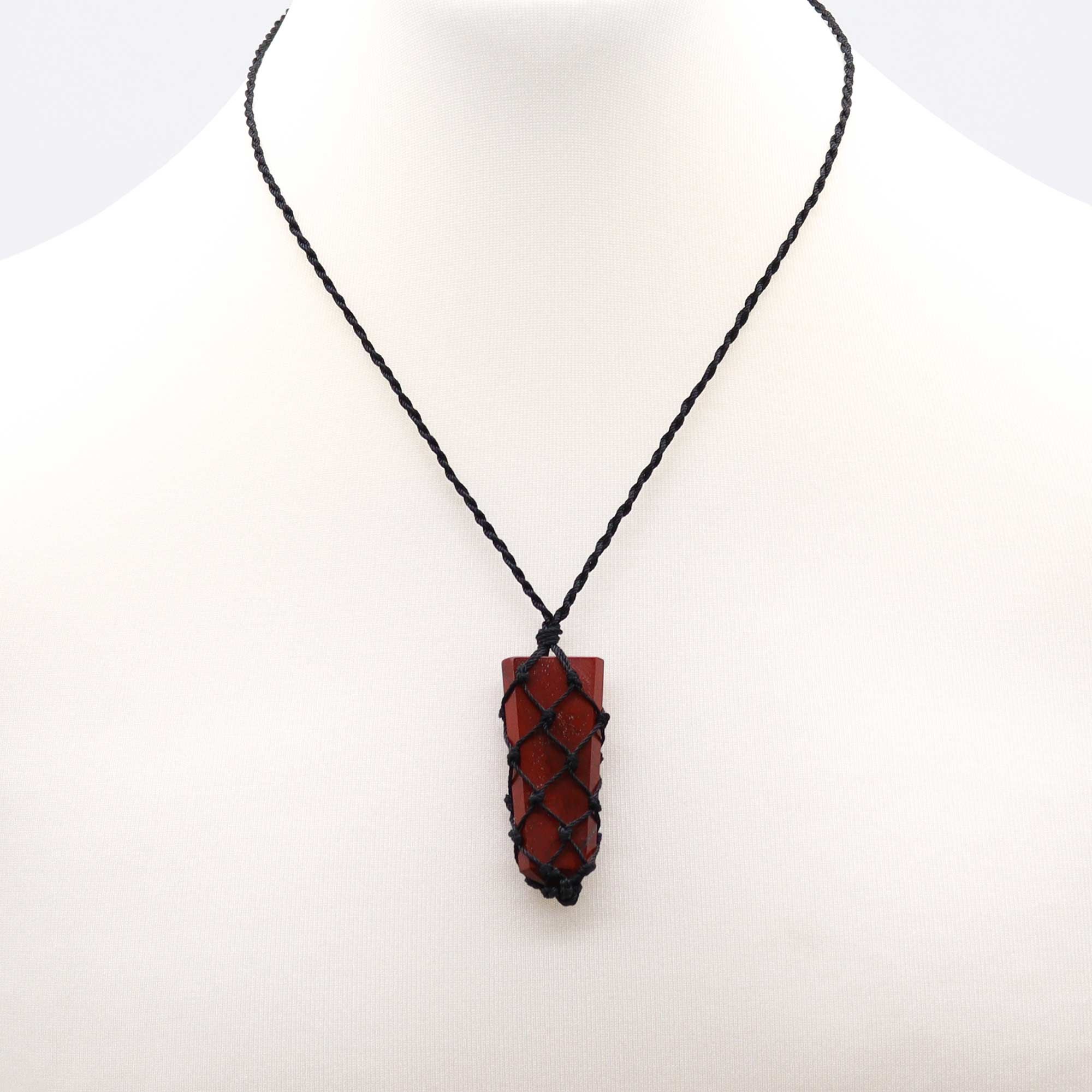 Laced Gemstone Flat Point Pendant - Red Jasper - Image 3