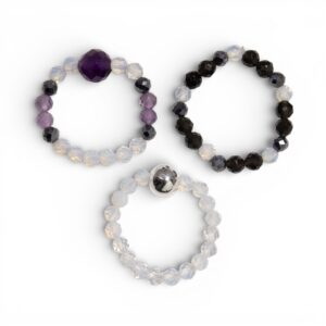 Coven-ready Nymph Spirit Gemstone Ring Set – Full Moon Jewellery, moonlit for magical wardrobes and sacred spaces