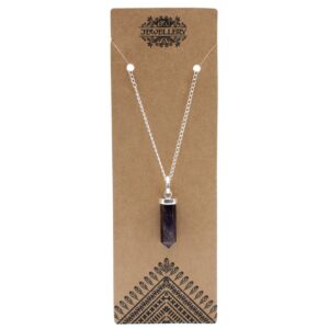Enchanted Gemstone Classic Point Pendant – Amethyst in Jewellery style, dusky rose hawthorn beltane with moon magic and witchy charm