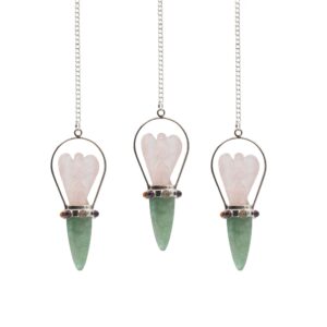 Arcane The Heart Oracle – Two Piece Angel Pendulum – Chakra Band – Rose Quartz & Green Aventurine in Pendulum & Tarot style, oracle bo