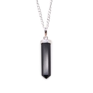 Ritual-ready Gemstone Classic Point Pendant – Black Agate in Jewellery style, smoky alchemy cursed nocturnal for mystical gothic styling