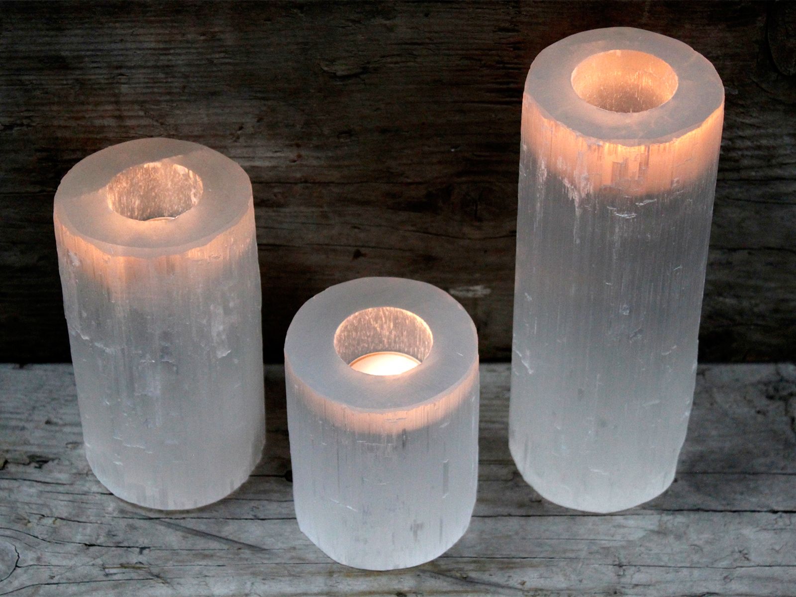 Selenite Cylinder Candle Holder - 15 cm - Image 4