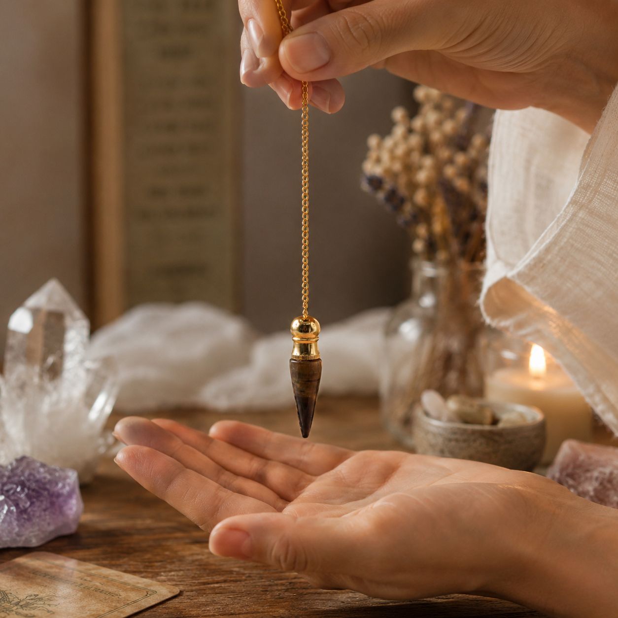 Secret Cavity Discovery of Truth Pendulum - Tiger Eye - Gold Plated - Image 3