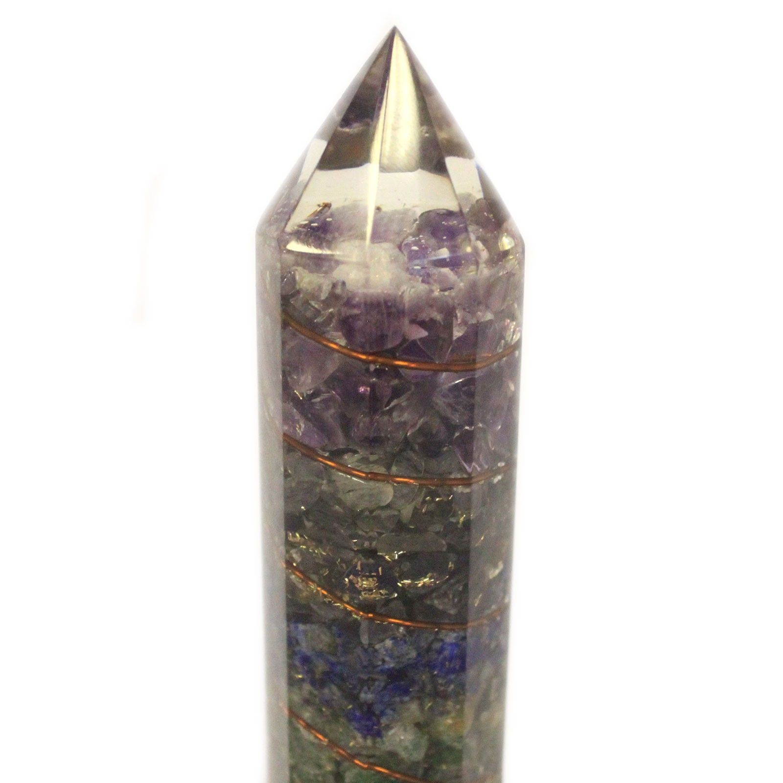 Orgonite Power Wand 15cm Copper & Gemchips - Image 2