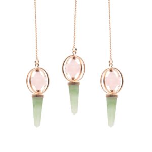 Magical Heart Compass- Two Piece Spinning Merkaba Star in Copper Pendulum – Rose Quartz & Green Aventurine in Pendulum & Tarot style, smoky cottag