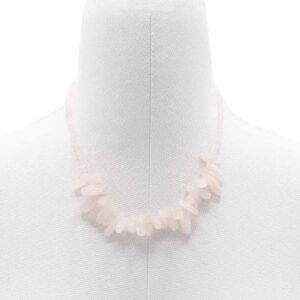 Moonlit Longstone Gem Necklace – Rose Quartz in Jewellery style, wiccan accessory altar-ready cauldron for mystical gothic styling