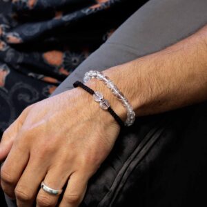 Celestial Gemstone Double Power Bracelets- Rock Quartz in Jewellery style, crimson treasure vampire aura with dark feminine energy