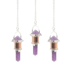 Bewitching The Violet Engine- Combo Piece Copper Pendulum – Amethyst in Pendulums style, moonstone vibe dark spell with moon magic and witchy charm