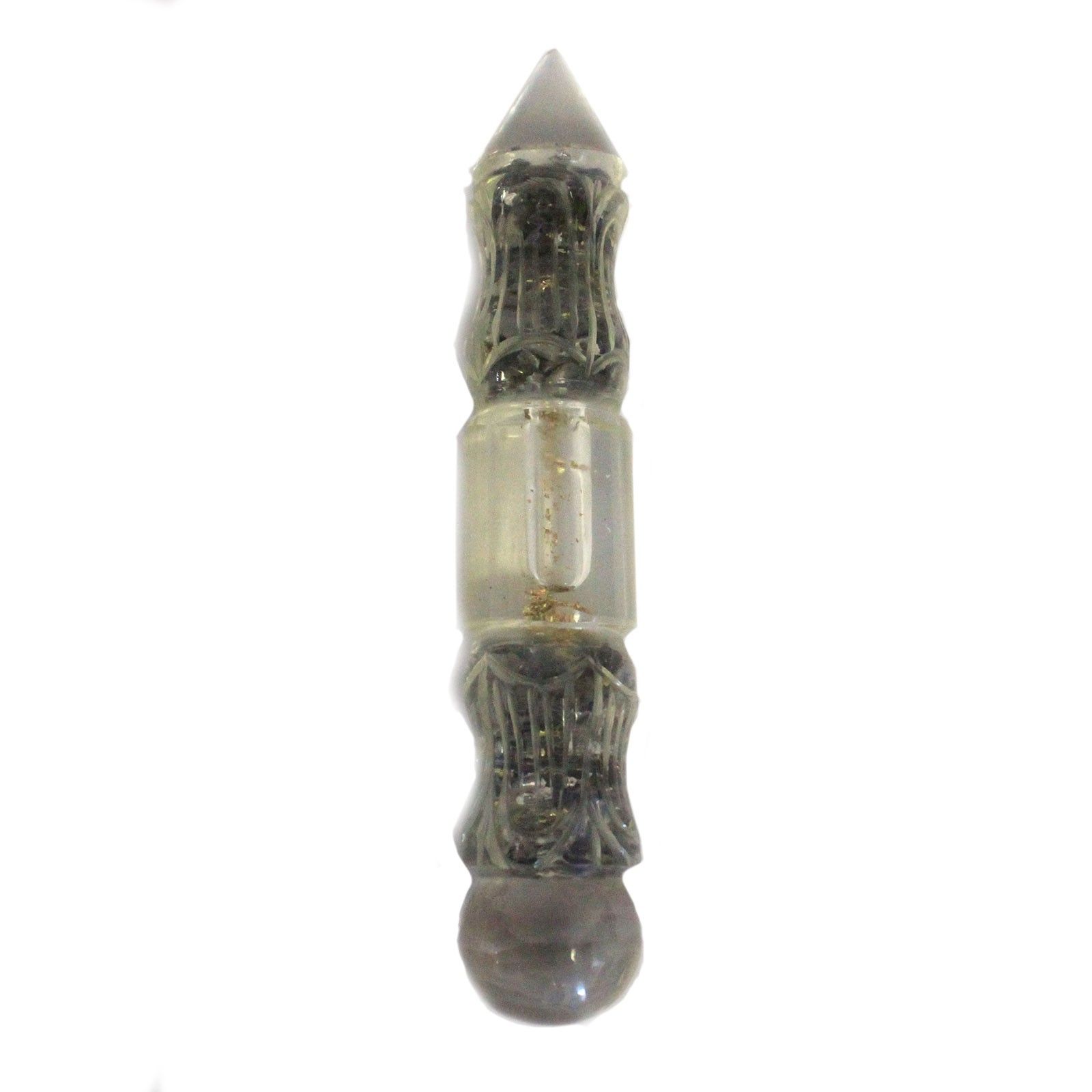 Gothic Orgonite Water Wand Carved with Copper & Gemchips in Crystals & Chips style, herb samhain vampire spell for mystical gothic styling