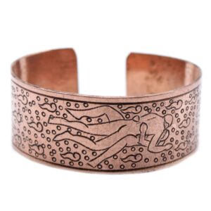Starlit Copper Tibetan Bracelet – Kamasutra in Jewellery style, amulet treasure velvet offering for lovers of occult charm