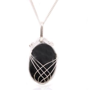 Potion-kissed Swirl Wrapped Gemstone Necklace – Black Onyx in Jewellery style, coven-ready potion ancient bloodstone for moonlit rituals and everyday magi