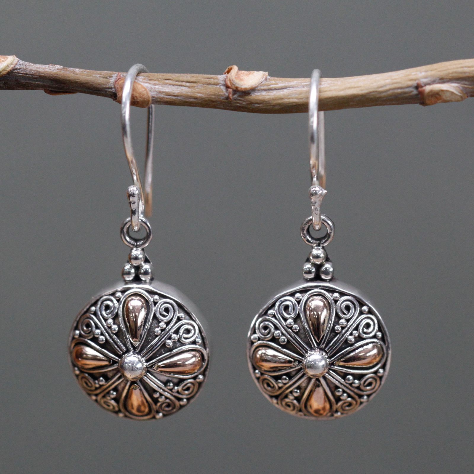Silver & Gold Earring - Classic Round - Image 2