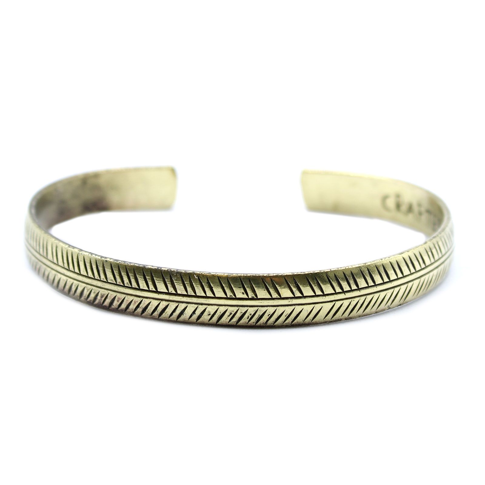 Brass Tibetan Bracelet - Slim Tribal Leaf - Image 2
