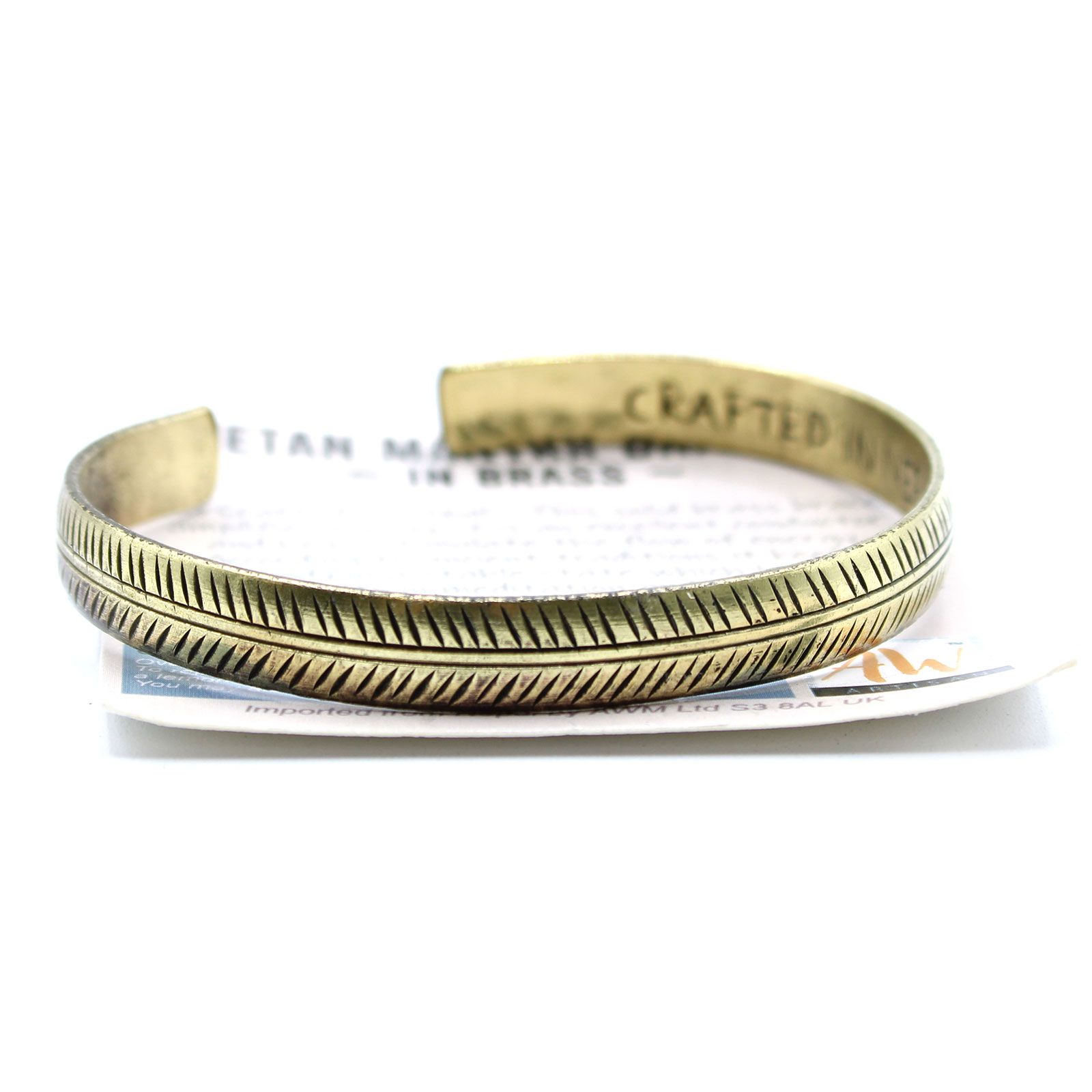 Brass Tibetan Bracelet - Slim Tribal Leaf - Image 3