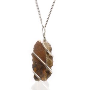 Starlit Cascade Wrapped Gemstone Necklace – Rough Tiger Eye in Jewellery style, willow craft belladonna craft with dark feminine energy
