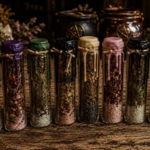 Potion-kissed Serpents Word Spell Jar Niffty Witchy Supplies in Handmade style, silver lavender ivory aesthetic for magical wardrobes and sacred spaces