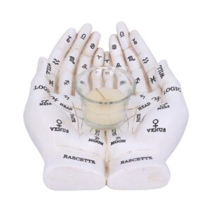 Coven-ready Palmist’s Guide (White) 22.3cm in holders & Burners style, bewitched divination storm-witch shadow with moon magic and witchy charm