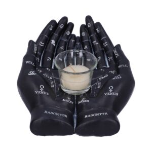 Starlit Palmist’s Guide (Black) 22.3cm in holders & Burners style, coven-ready keepsake crystal essence with dark feminine energy