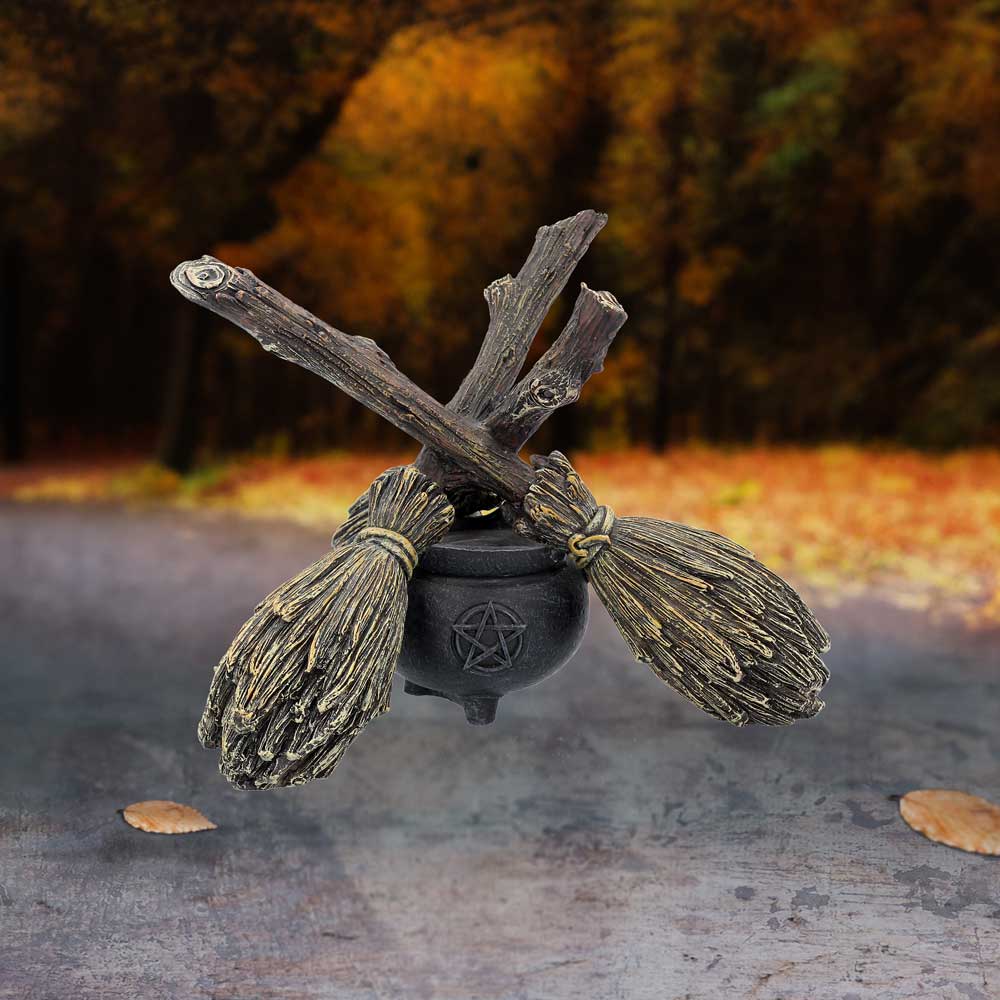 Broomstick Crystal Ball Holder 17cm | Decor | Niffty Witchy Supplies UK