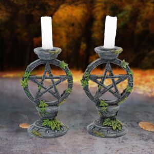 Wiccan Pentagram Candlesticks 15cm (Set of 2) | Candle Holder | Niffty Witchy Supplies UK