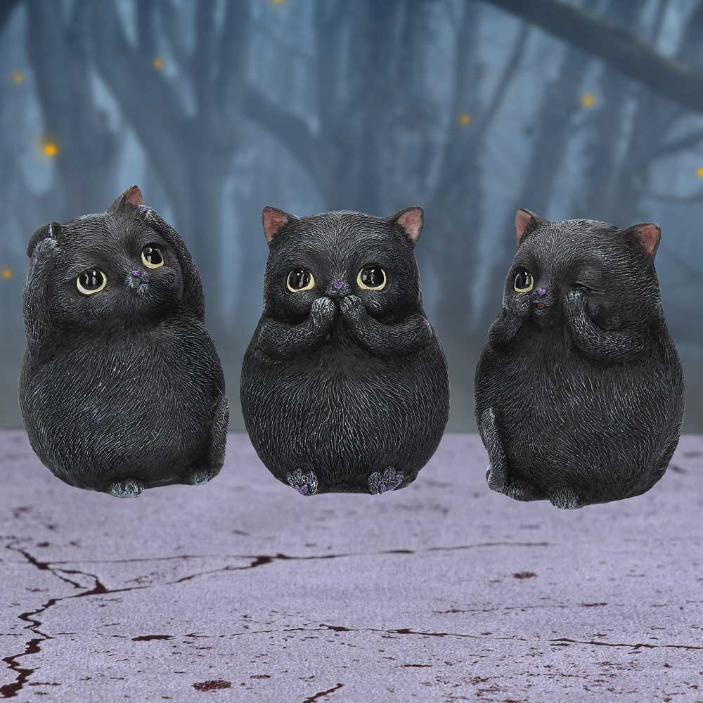 Three Wise Fat Cats 8.5cm | Decor | Niffty Witchy Supplies UK