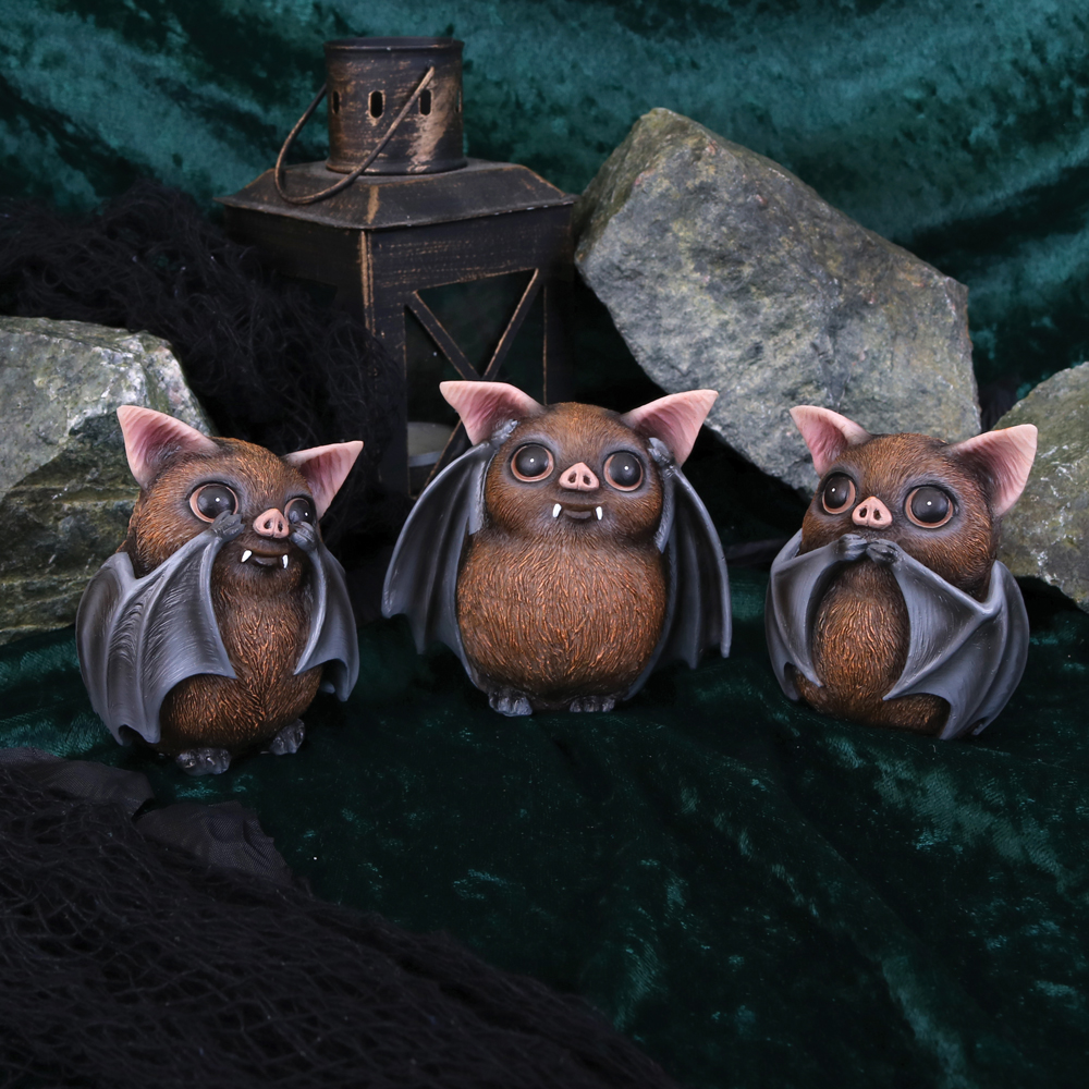 Three Wise Bats 8.5cm | Decor | Niffty Witchy Supplies UK
