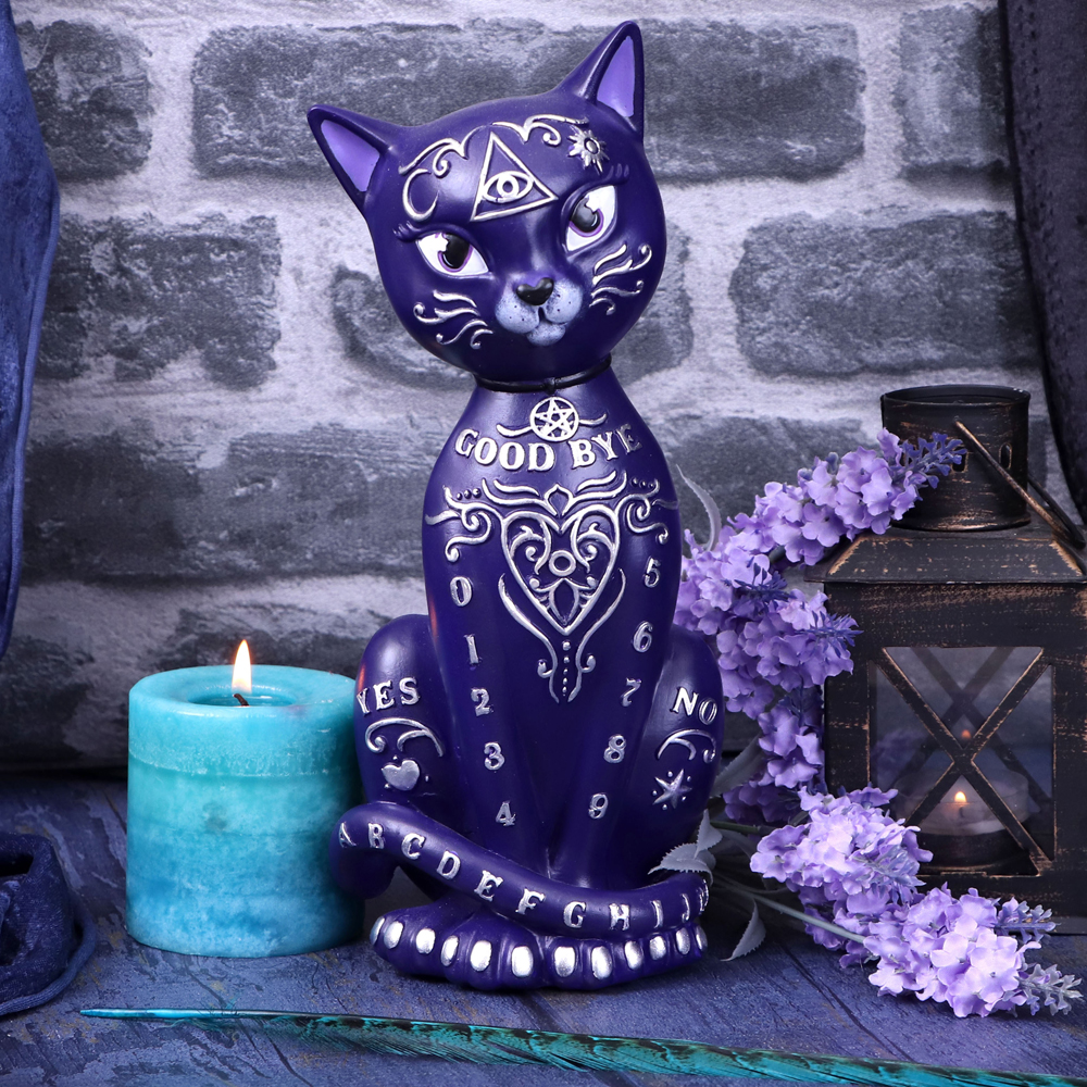Mystic Kitty Purple 26cm | Decor | Niffty Witchy Supplies UK