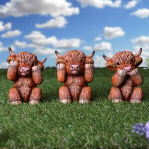 Three Wise Highland Cows 9.6cm | Decor | Niffty Witchy Supplies UK