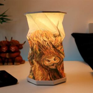 Highland Cow Foldable Lamp 21cm | Decor | Niffty Witchy Supplies UK