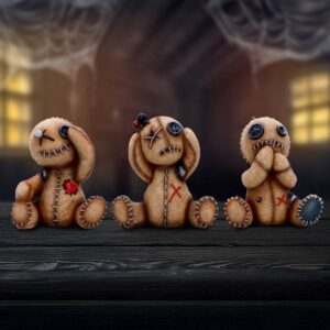 Three Wise Voodoo Dolls 8cm | Decor | Niffty Witchy Supplies UK