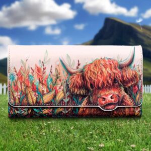 Highland Cow Embossed Purse 18.5cm | Bags & Wallets | Niffty Witchy Supplies UK