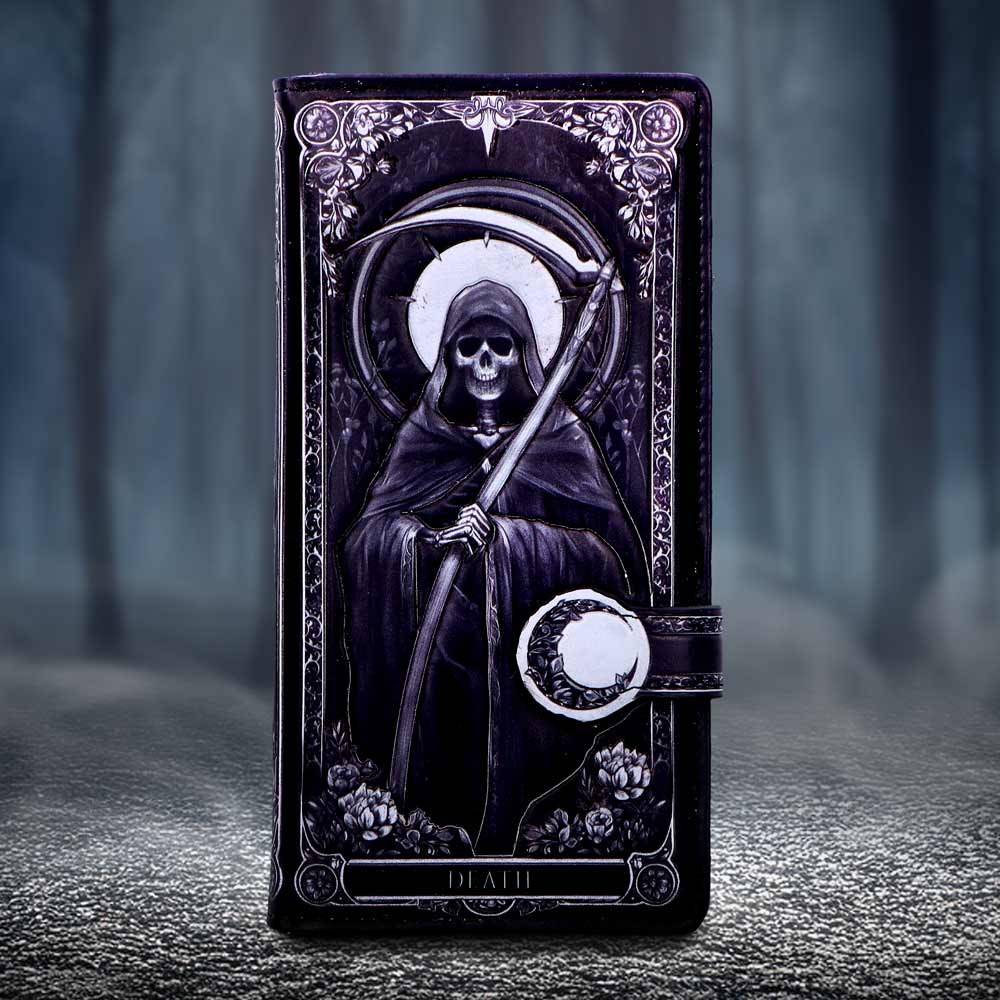Skeleton Tarot Embossed Purse 18.5cm | Bags & Wallets | Niffty Witchy Supplies UK