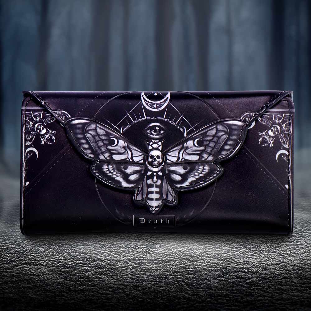 Death’s Head Moth Embossed Purse 18.5cm | Bags | Niffty Witchy Supplies UK