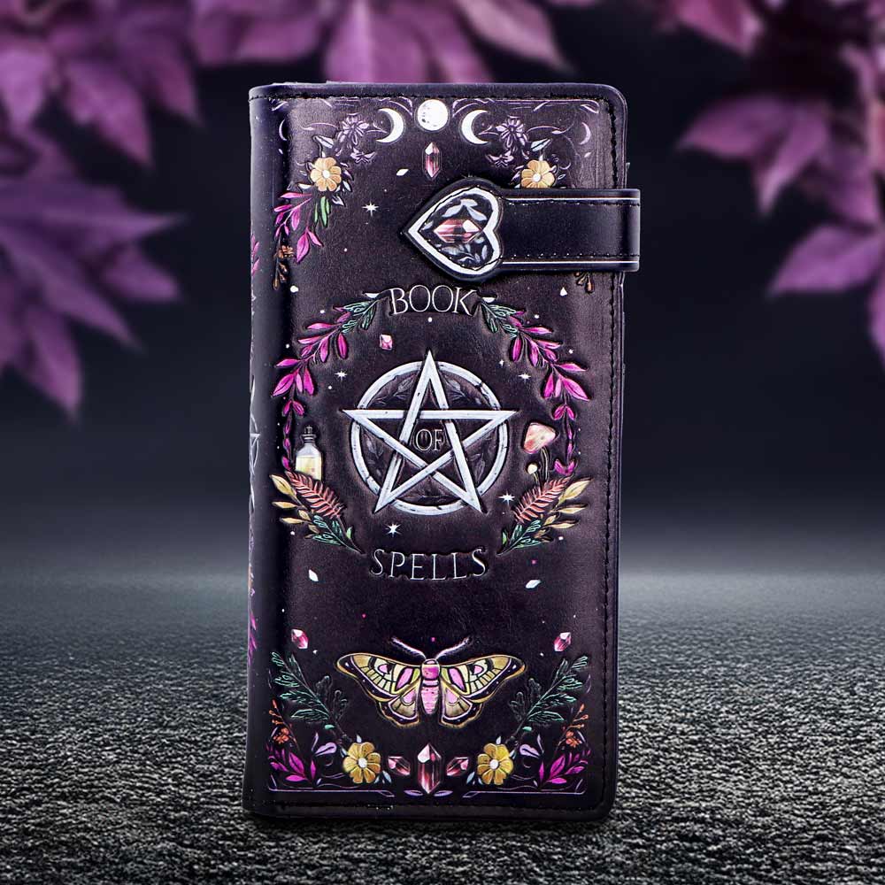 Book of Spells Embossed Purse 18.5cm | Bags & Wallets | Niffty Witchy Supplies UK