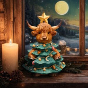 Winter Highland Cow Tree